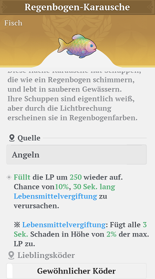 Fisch: Regenbogen-Karausche Köder: Gewöhnlicher Köder